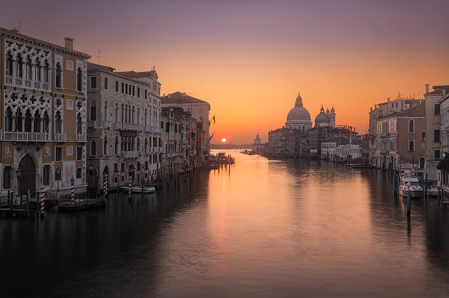 Boat Photograph - Sunrise on Grand Canal in Venice #3 by Jon Ingall