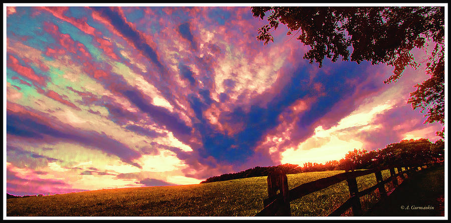 Sunset Over a Meadow #3 Digital Art by A Macarthur Gurmankin