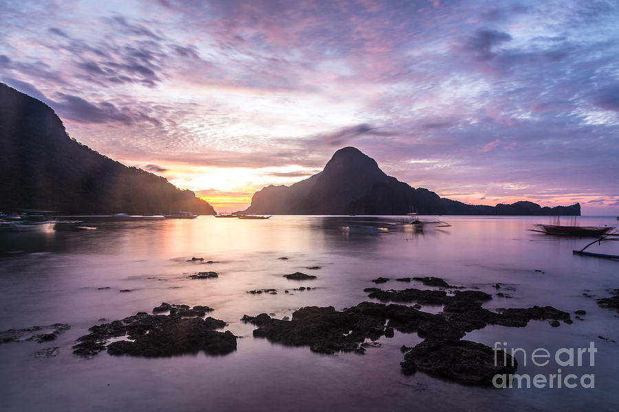 Sunset over El Nido bay in Palawan in the Philippines #3 Photograph by Didier Marti