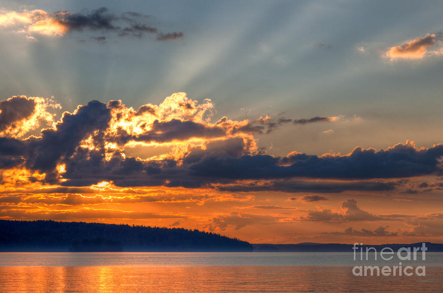 Summer Photograph - Sunset over lake #3 by Kristian Tuhkanen