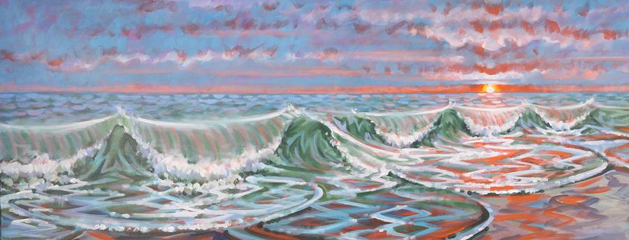 Sunset Surf Painting by Gary M Long