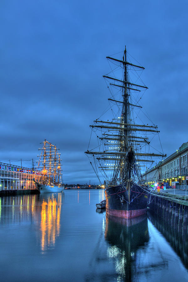 Tall Ships on Boston Harbor - Fish Pier Photograph by Joann Vitali