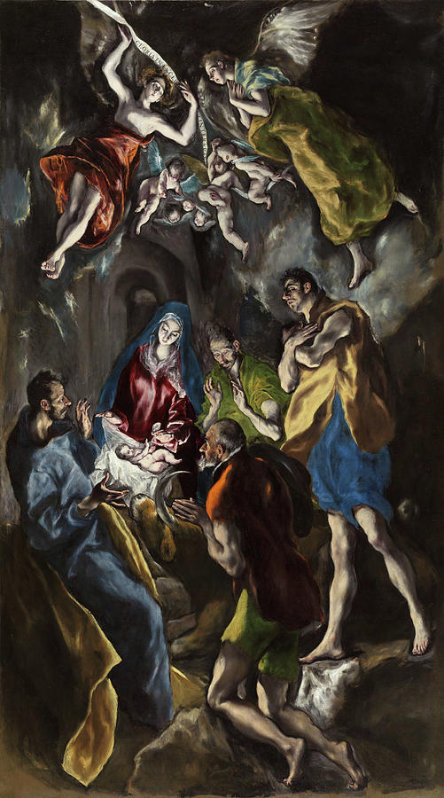 El Greco Painting - The Adoration of the Shepherds #3 by El Greco