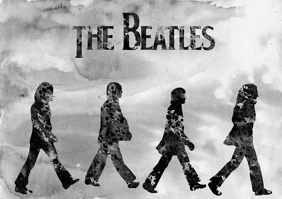 The Beatles-black Digital Art by Erzebet S