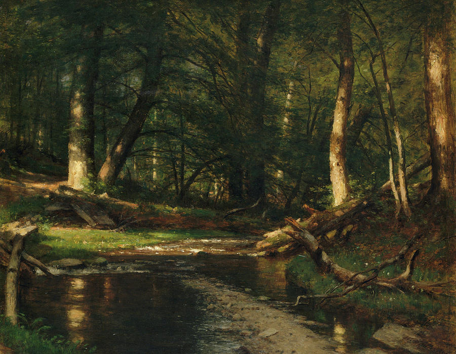 The Brook in the Woods Painting by Worthington Whittredge - Fine Art ...