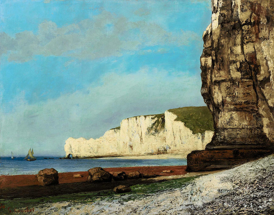 The cliffs at Etretat Painting by Gustave Courbet - Fine Art America