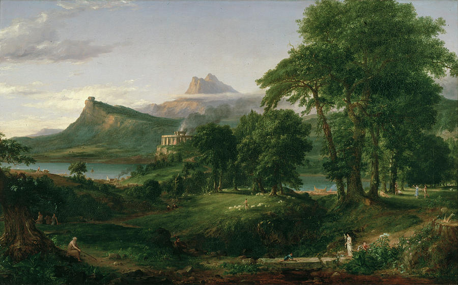Thomas Cole Painting - The Course of Empire, The Arcadian or Pastoral State #3 by Thomas Cole
