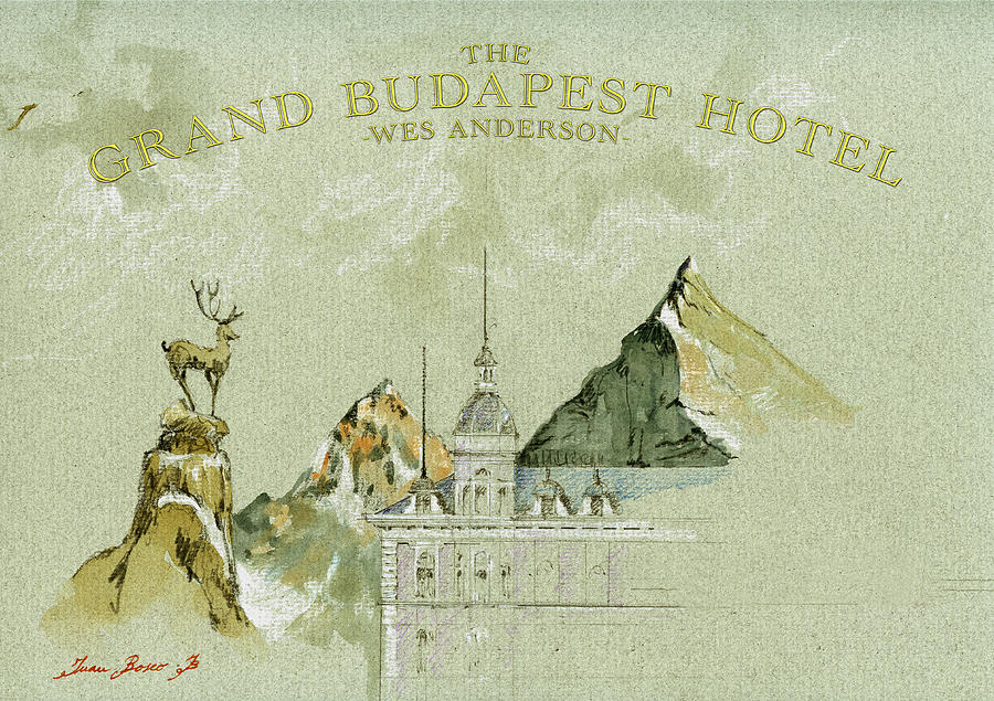 Grand Budapest Hotel Wes Anderson Painting - The grand budapest hotel watercolor painting #3 by Juan  Bosco