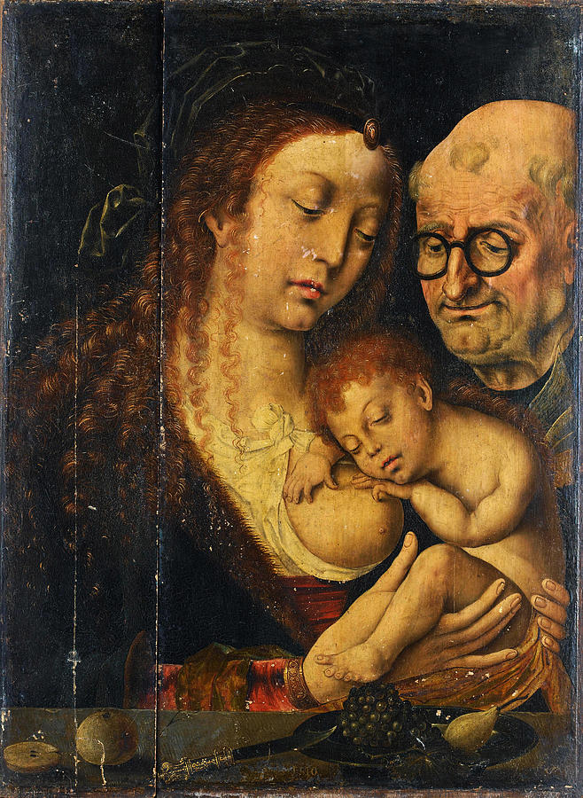 The Holy Family #6 Painting by Joos van Cleve