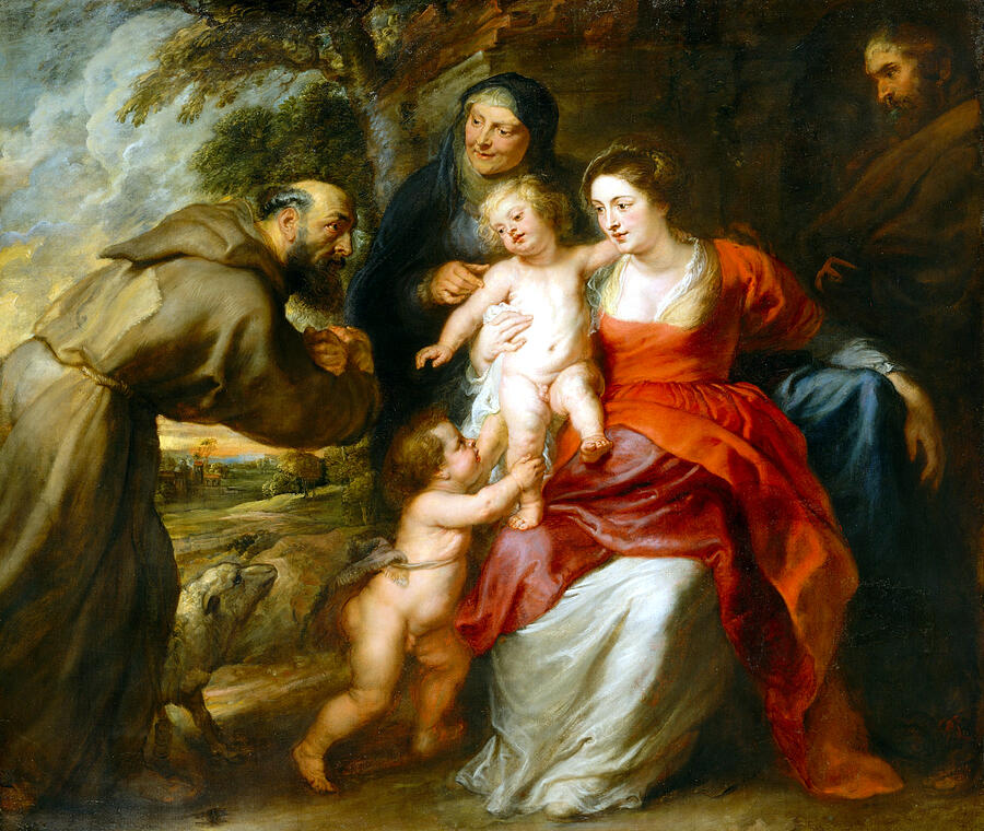 The Holy Family with Saints Francis and Anne and the Infant Saint John the Baptist #4 Painting by Peter Paul Rubens