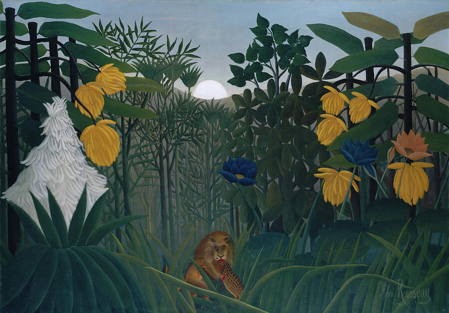 The Repast of the Lion, from circa 1907 Painting by Henri Rousseau