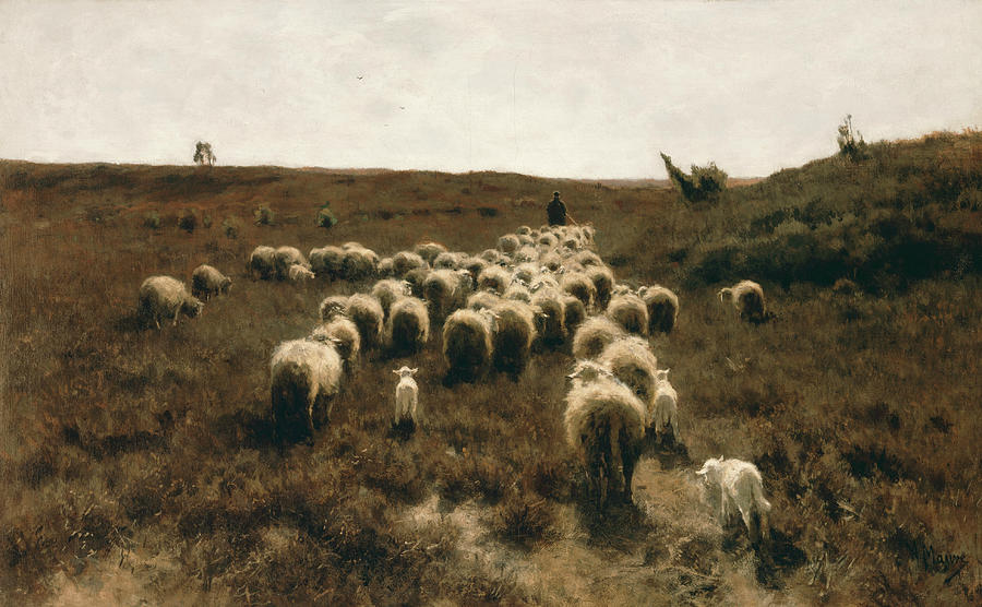 The Return of the Flock, Laren, circa 1886-1887 Painting by Anton Mauve