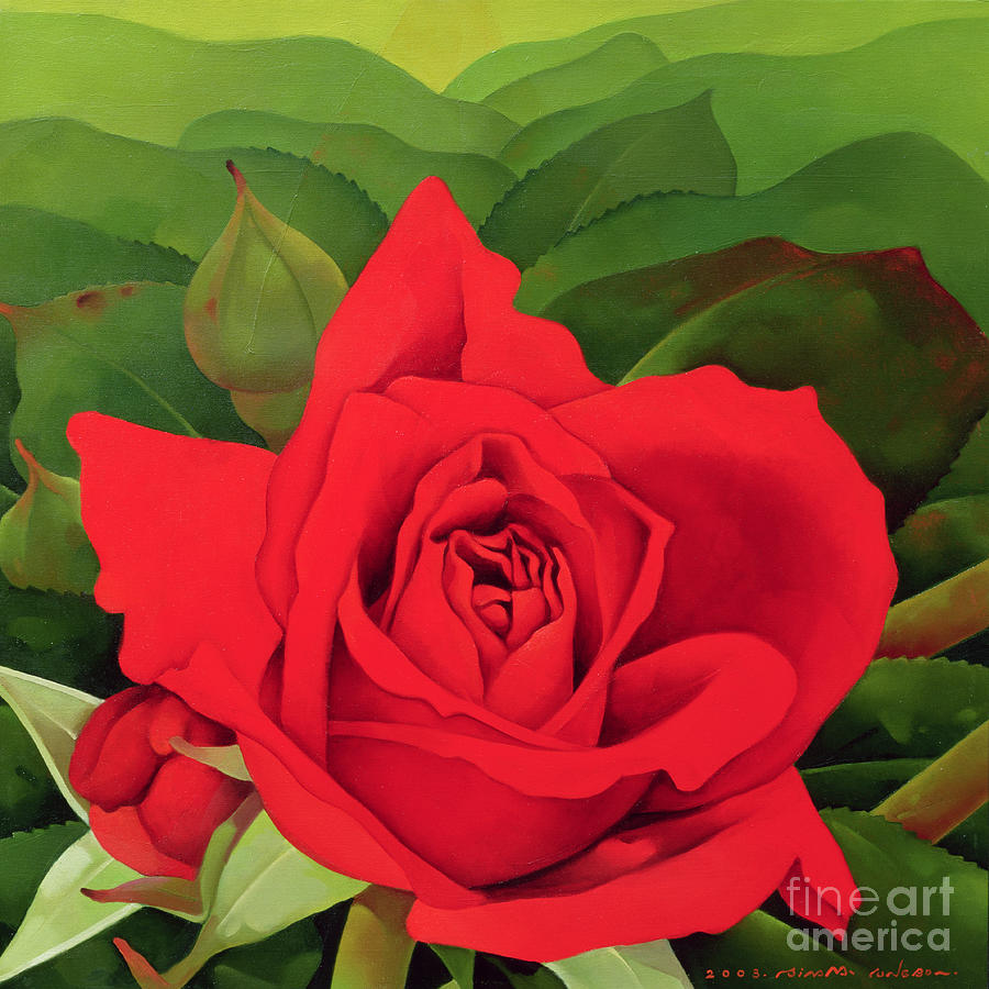 Flower Painting - The Rose by Myung-Bo Sim