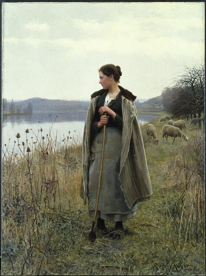 Green Valley Painting - The Shepherdess of Rolleboise #3 by Daniel Ridgway