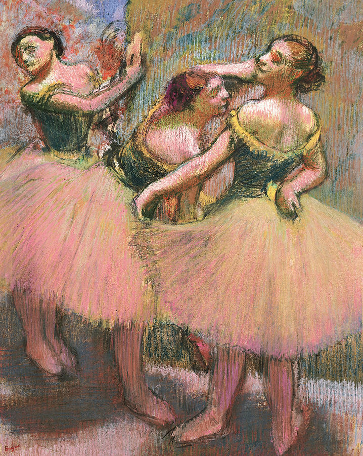 Edgar Degas Drawing - Three Dancers by Edgar Degas