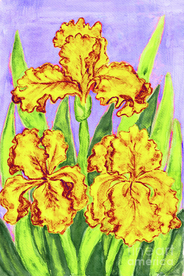 Three yellow irises, painting #3 Painting by Irina Afonskaya
