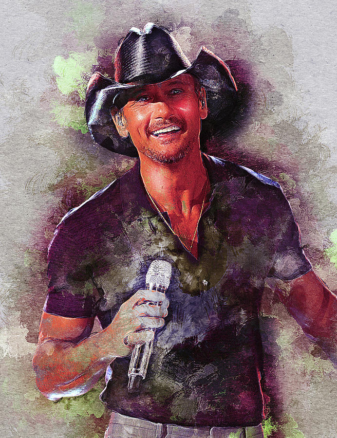 Tim McGraw Digital Art by Lilia Kosvintseva