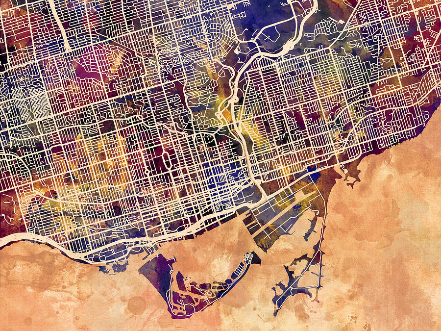 Toronto Street Map #3 Digital Art by Michael Tompsett