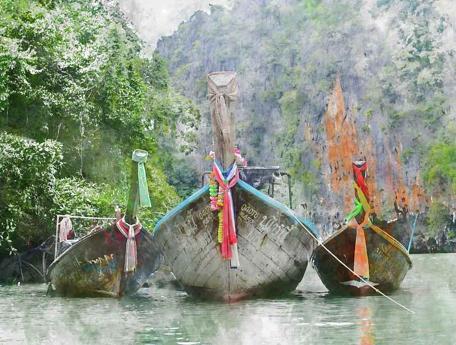 Traditional Long Boat in Thailand #3 Photograph by Brandon Bourdages