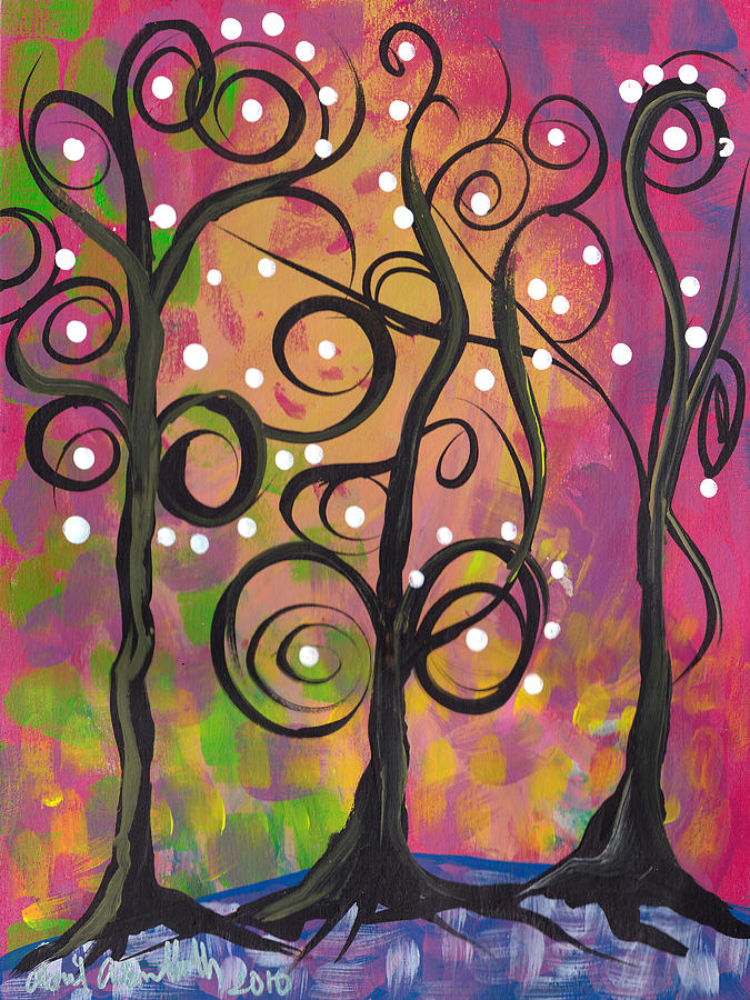 3 Trees Painting by Abril Andrade