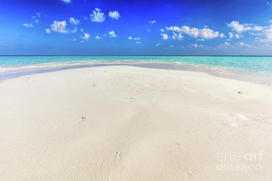 Tropical beach with white sand and clear turquoise ocean. Maldives #4 Photograph by Michal Bednarek