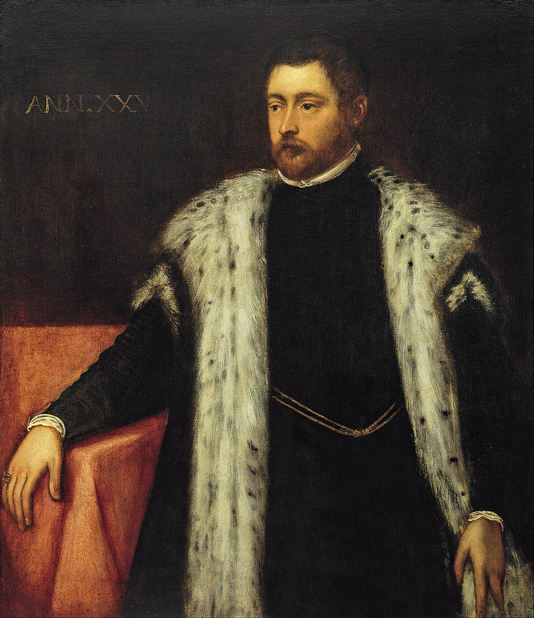 Twenty-five year old Youth with Fur-lined Coat #4 Painting by Tintoretto