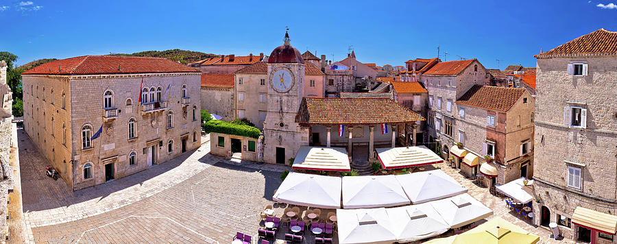 UNESCO Town of Trogir main square panoramic view  #3 Photograph by Brch Photography