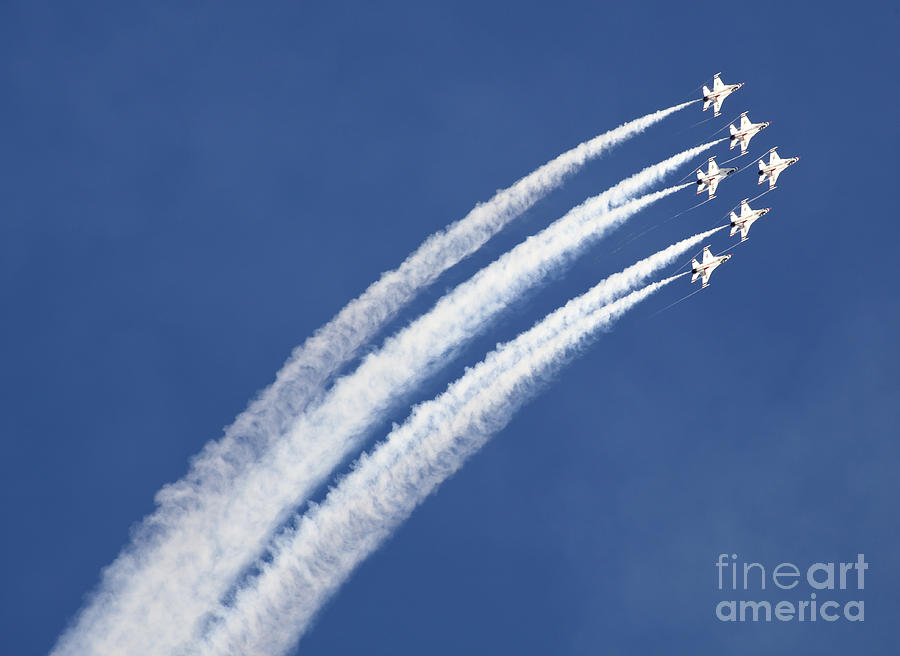 US Air Force Thunderbirds flying preforming precision aerial maneuvers  #3 Photograph by Anthony Totah