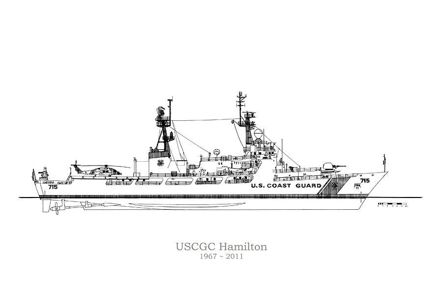 U.S. Coast Guard Cutter Hamilton Drawing by StockPhotosArt Com Pixels