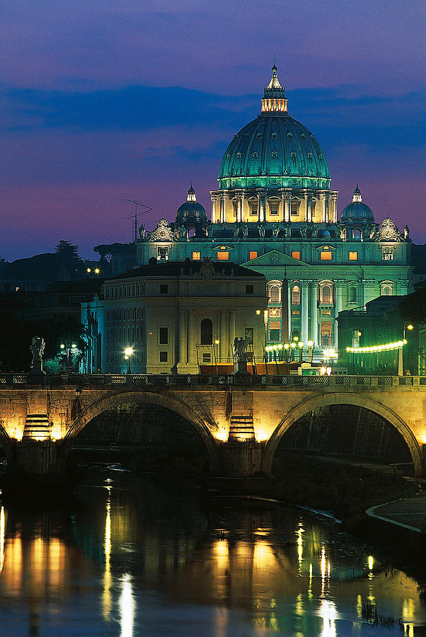 Vatican Skyline View of St Peters Basilica in the Evening Photograph by ...