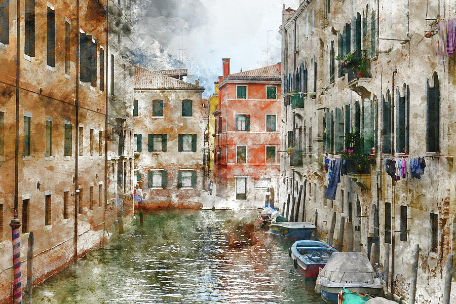 Venice Italy Canals with Colorful Houses and Boats #3 Photograph by Brandon Bourdages