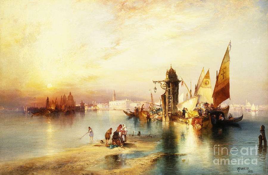 Sunset Painting - Venice, Thomas Moran by Thomas Moran