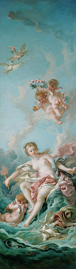 Venus Painting - Venus On The Waves by Francois Boucher Venus Painting - Venus On The Waves by Francois Boucher