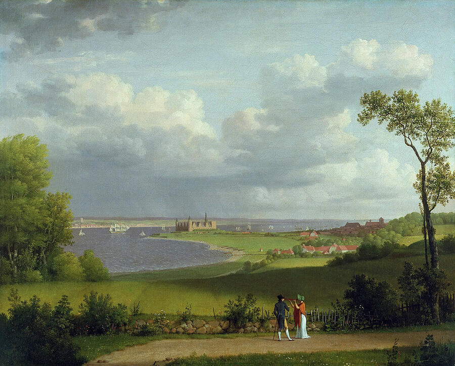 View North of Kronborg Castle, from circa 1810 Painting by Christoffer Wilhelm Eckersberg
