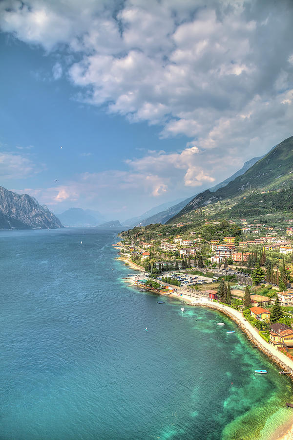 view over the Lake Garda with the charming village Malcesine #3 Photograph by Gina Koch