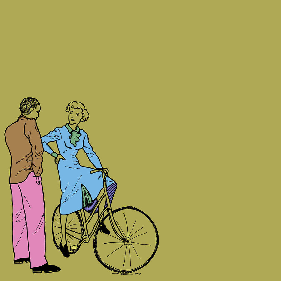 Vintage Drawing - Vintage Bike Couple #3 by Karl Addison
