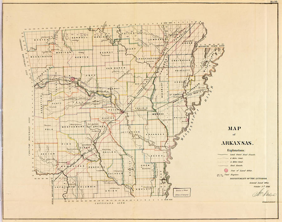 Vintage Map of Arkansas Drawing by CartographyAssociates Fine Art America
