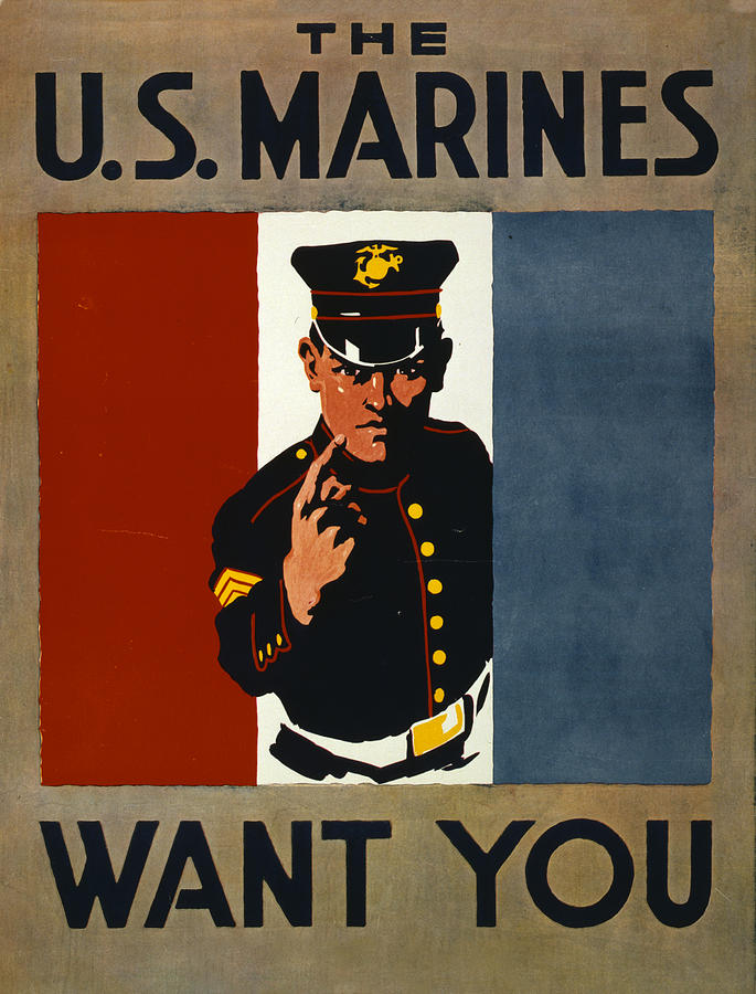Vintage US Marines #3 Painting by Vintage Pix