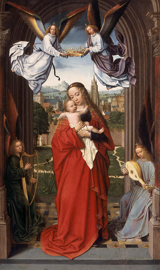 Gerard David Painting - Virgin and Child with Four Angels #3 by Gerard David