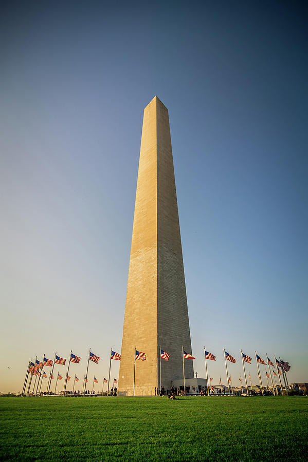 Washington Dc Memorial Tower Monument At Sunset Photograph By Alex