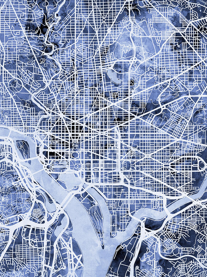 Washington D.c. Digital Art - Washington DC Street Map #3 by Michael Tompsett