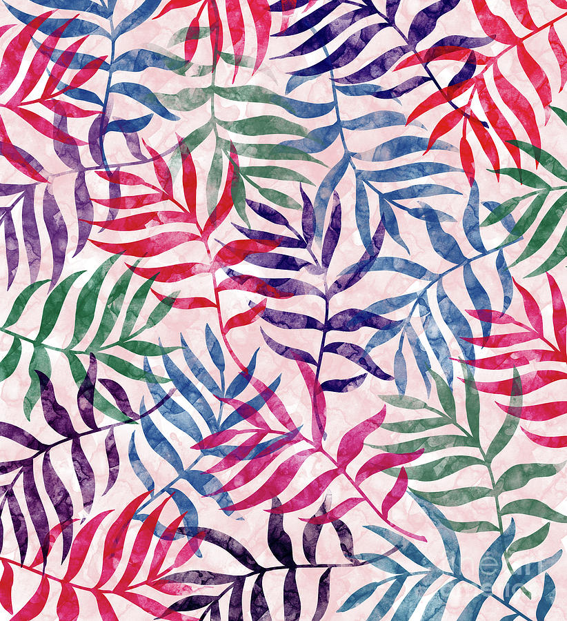 Watercolor Tropical Palm Leaves Digital Art