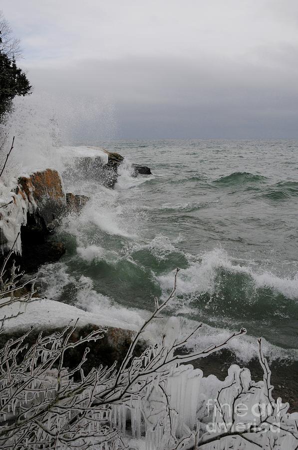 Lake Superior Photograph - Waves and Ice #3 by Sandra Updyke