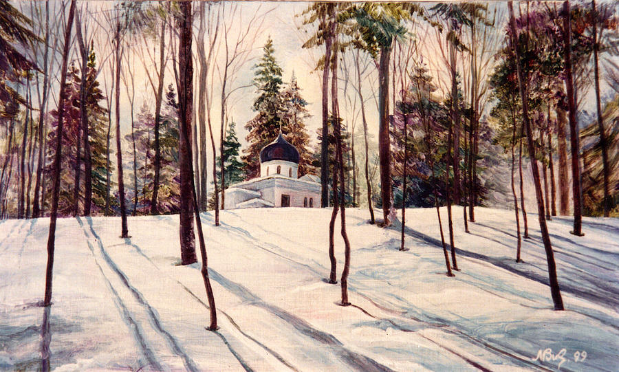 Nature Painting - Winter morning #1 by Maya Bukhina