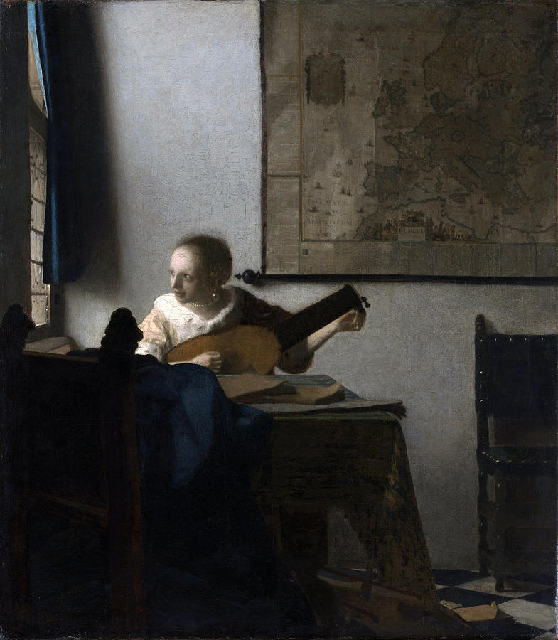 Woman With A Lute #3 Painting by Johannes Vermeer