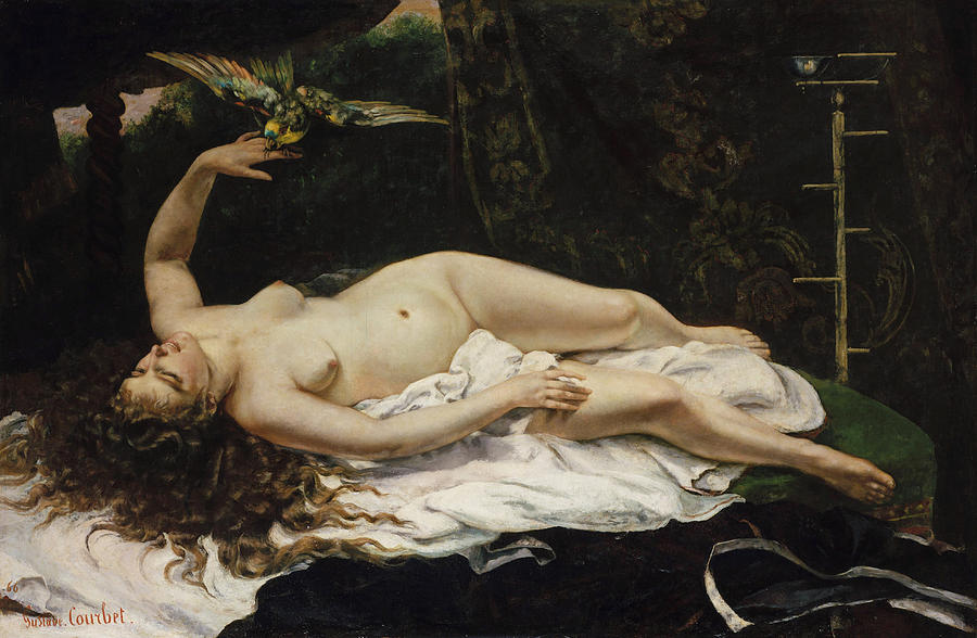 Gustave Courbet  Painting - Woman with a Parrot #3 by Gustave Courbet