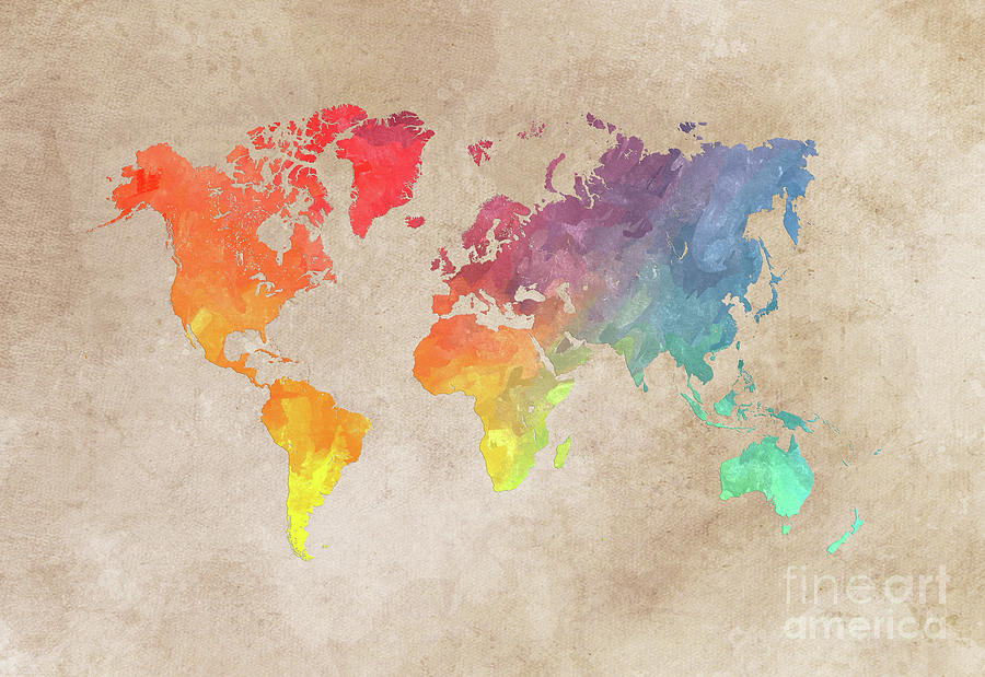 World map art #3 Digital Art by Justyna Jaszke JBJart