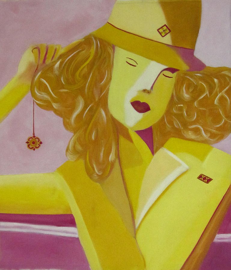 Yellow Hat #3 Painting by Patricia Cleasby
