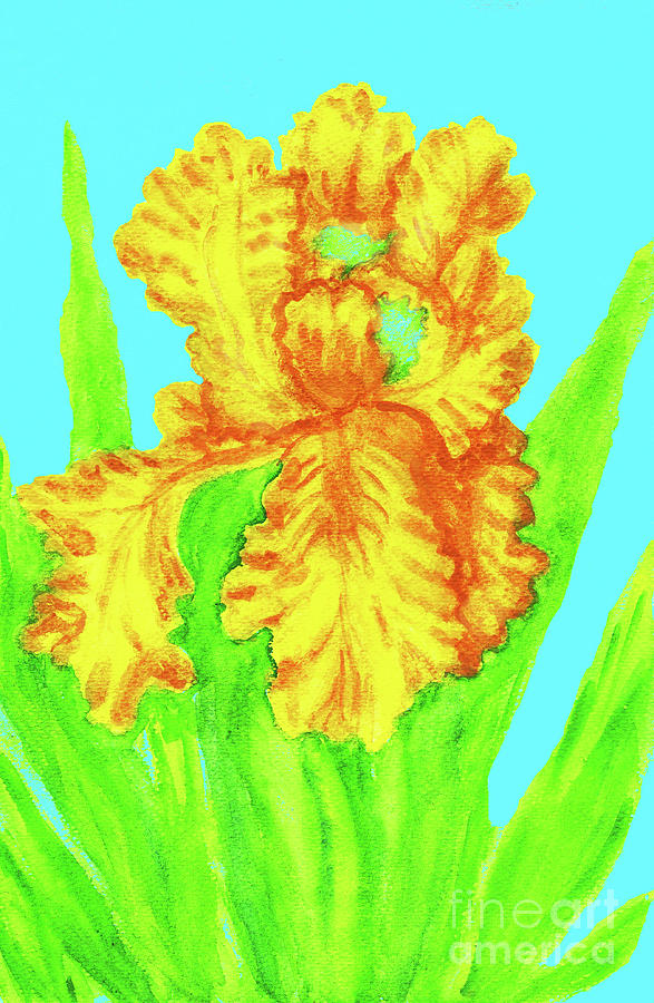 Yellow iris, painting #3 Painting by Irina Afonskaya