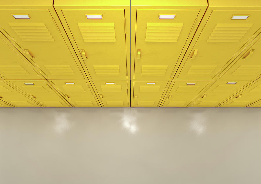 Locker Digital Art - Yellow School Lockers 3 by Allan Swart Locker Digital Art - Yellow School Lockers 3 by Allan Swart